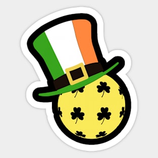 Irish Pickleball with Shamrocks and Irish Flag Sticker